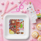 GINGERBREAD MAN 9" Vierkante Papier Borden Papieren Bordje (Feest)