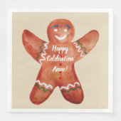 Gingerbread Man aangepaste tekst servetten (Voorkant)