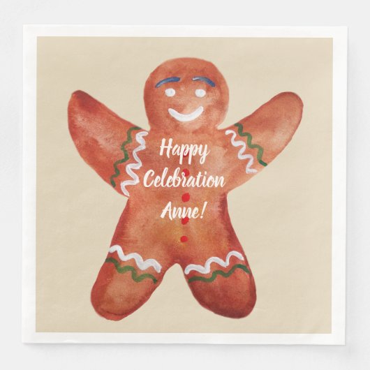 Gingerbread Man aangepaste tekst servetten (Voorkant)