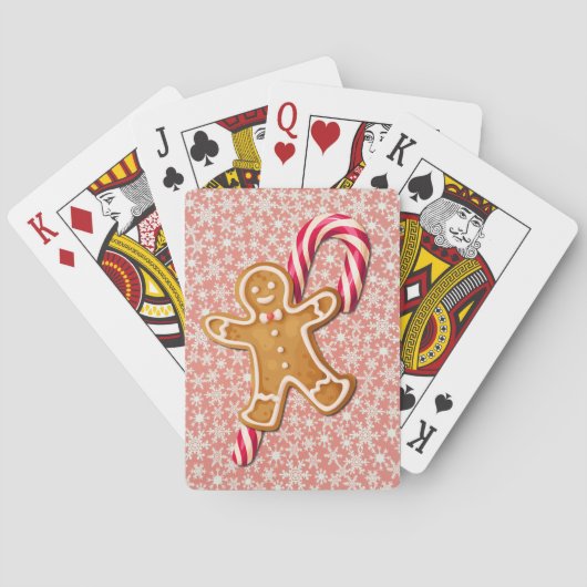 Gingerbread Man and Candy Cane Art  Pokerkaarten (Achterkant)