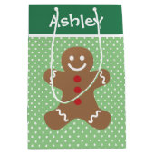 Gingerbread Man and Polka Dots Personalised Medium Cadeauzakje (Voorkant)