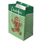 Gingerbread Man and Polka Dots Personalised Medium Cadeauzakje (Voorkant Gekanteld)
