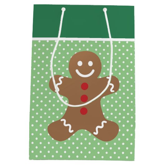 Gingerbread Man and Polka Dots Personalised Medium Cadeauzakje (Achterkant)
