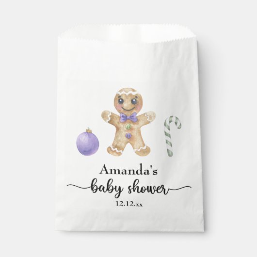 Gingerbread man baby shower bedankzakje (Voorkant)