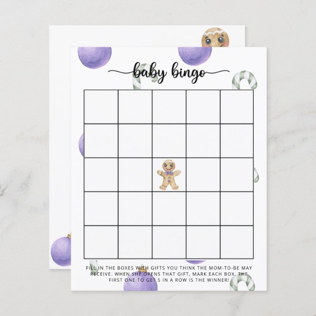 Gingerbread man - Baby shower bingo spel (Voorkant / Achterkant)