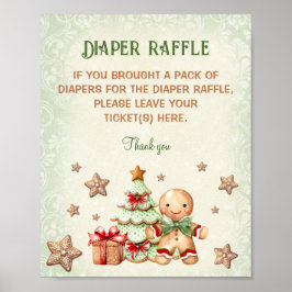 Gingerbread Man Baby shower Luier Raffle Sign Poster