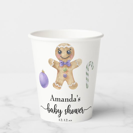Gingerbread man baby shower papieren bekers (Voorkant)
