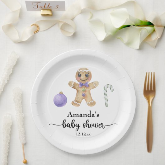 Gingerbread man baby shower papieren bordje (Huwelijk)