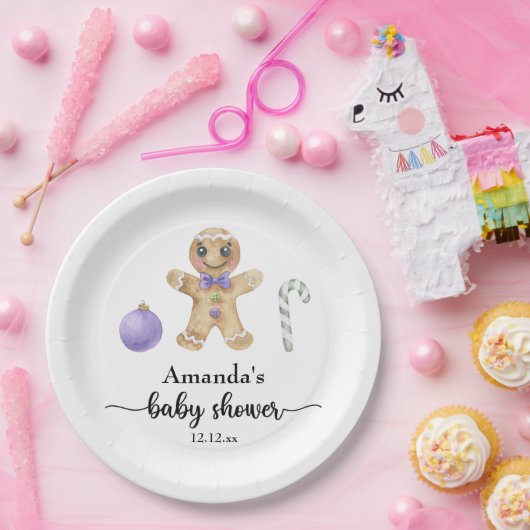 Gingerbread man baby shower papieren bordje (Feest)