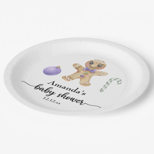 Gingerbread man baby shower papieren bordje (Gekanteld)