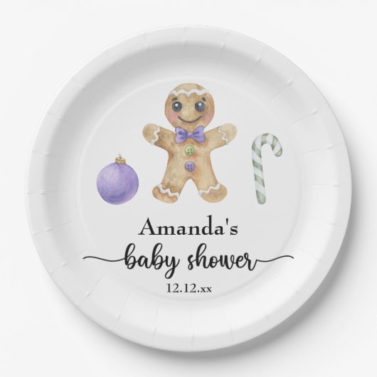 Gingerbread man baby shower papieren bordje (Voorkant)