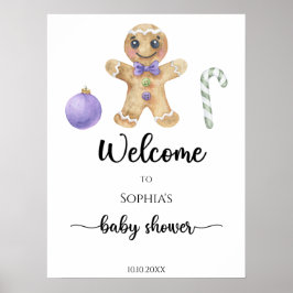 Gingerbread man baby shower schuimbord poster