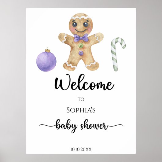 Gingerbread man baby shower schuimbord poster (Voorkant)