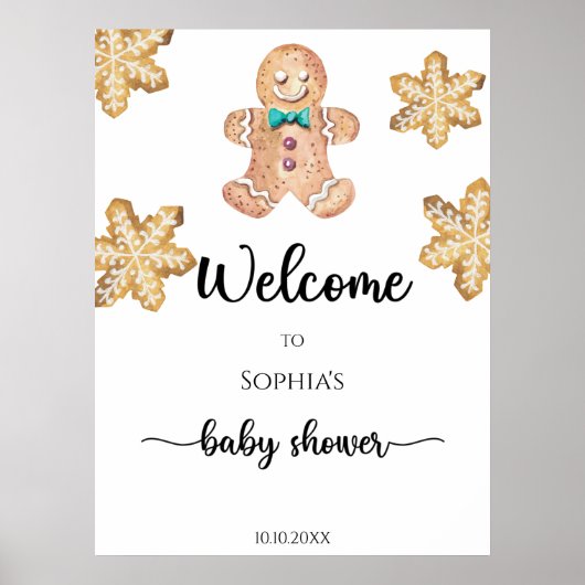 Gingerbread man baby shower schuimbord poster (Voorkant)