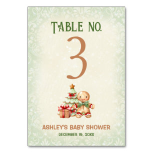 Gingerbread Man Baby shower Tafelnummer Teken