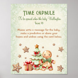 Gingerbread Man Baby shower Time Capsule Sign Poster