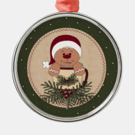 Gingerbread Man Beker Arrangement Metalen Ornament