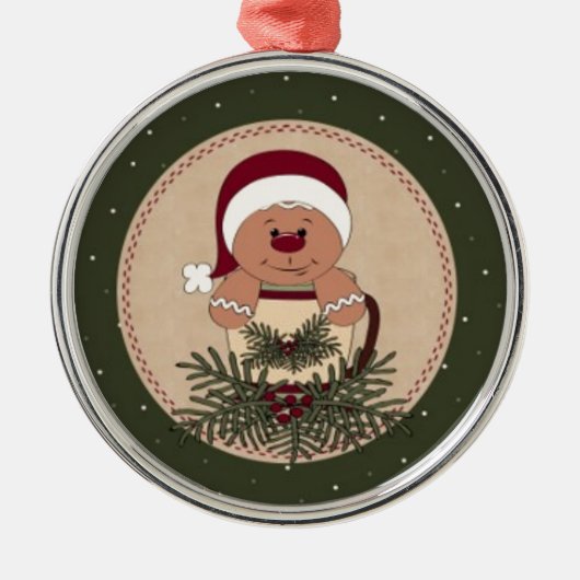 Gingerbread Man Beker Arrangement Metalen Ornament (Voorkant)