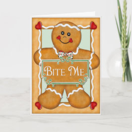Gingerbread Man "bijt me" Feestdagen Kaart