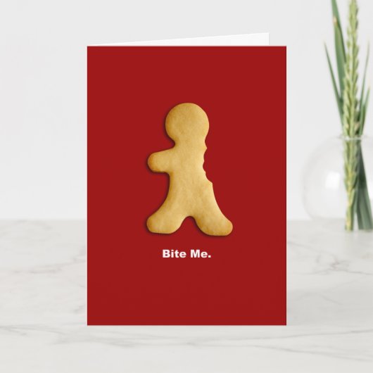 Gingerbread Man "Bite Me" Card Feestdagen Kaart (Voorkant)