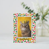 Gingerbread Man Border around Cat Briefkaart (Staand voorkant)