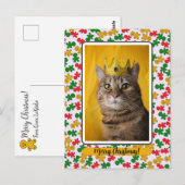Gingerbread Man Border around Cat Briefkaart (Voorkant / Achterkant)