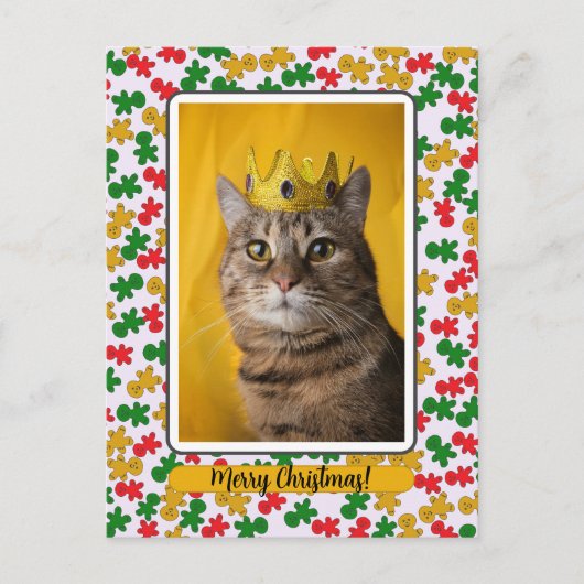 Gingerbread Man Border around Cat Briefkaart (Voorkant)