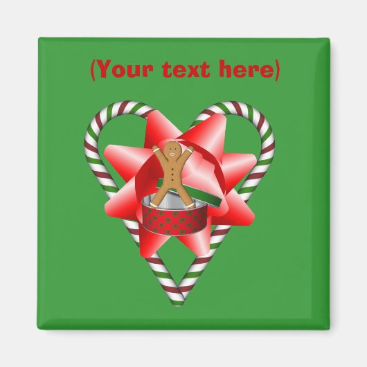 Gingerbread Man Bow Christmas Holiday Magnet (Voorkant)