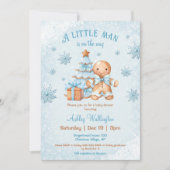Gingerbread Man Boy Blue Christmas Baby shower Kaart (Voorkant)