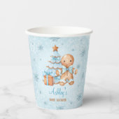 Gingerbread Man Boy Blue Christmas Baby shower Papieren Bekers (Voorkant)