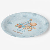 Gingerbread Man Boy Blue Christmas Baby shower Papieren Bordje (Gekanteld)