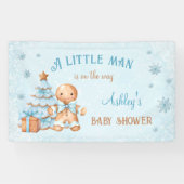 Gingerbread Man Boy Blue Christmas Baby shower Spandoek (Horizontaal)