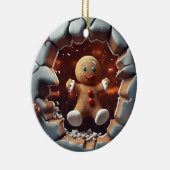 Gingerbread Man Breakout, Kerstmis Keramisch Ornament (Rechts)
