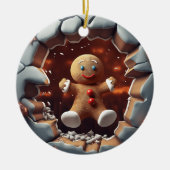 Gingerbread Man Breakout, Kerstmis Keramisch Ornament (Voorkant)