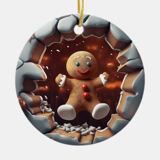 Gingerbread Man Breakout, Kerstmis Keramisch Ornament (Voorkant)