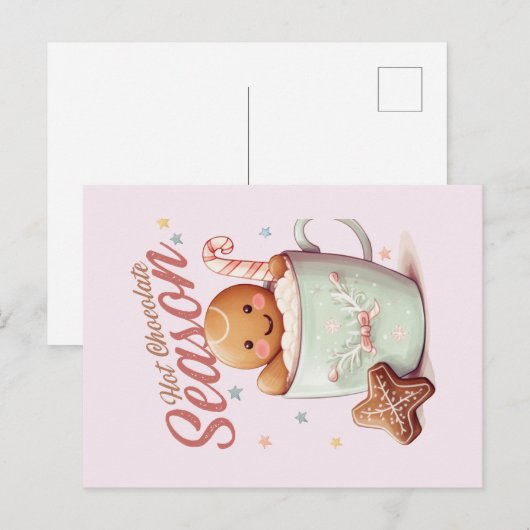 Gingerbread Man Briefkaart Blush Roze Man (Voorkant / Achterkant)