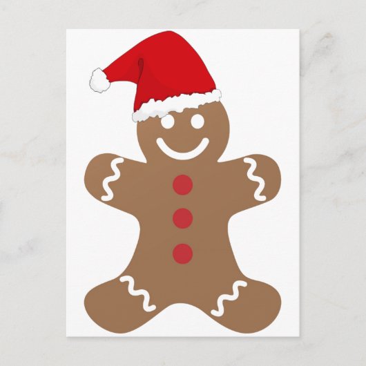 Gingerbread Man briefkaart Santa reideer slee (Voorkant)
