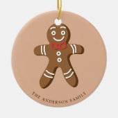 Gingerbread Man Brown Polka Dot Kerstfoto Keramisch Ornament (Voorkant)