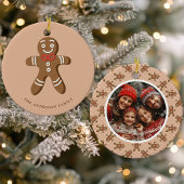 Gingerbread Man Brown Polka Dot Kerstfoto Keramisch Ornament