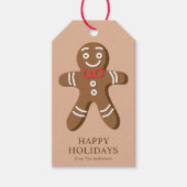 Gingerbread Man Bruine Kerst Cadeaulabel (Voorkant)