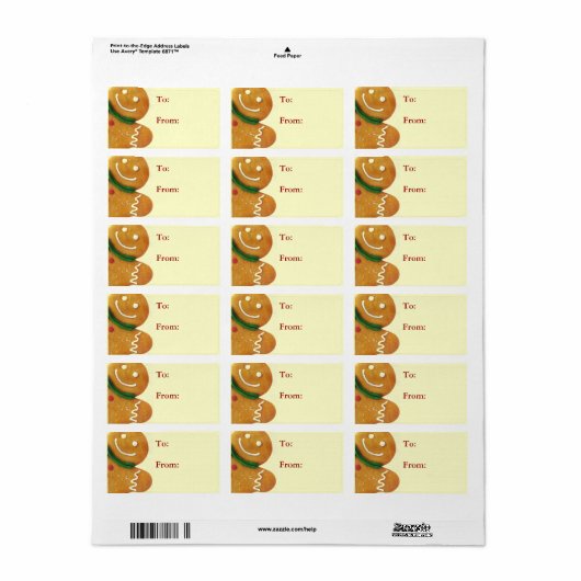 Gingerbread Man Cadeau Labels (Full Sheet)