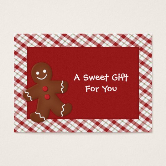 Gingerbread Man Cadeau Labels Visitekaartje (Voorkant)