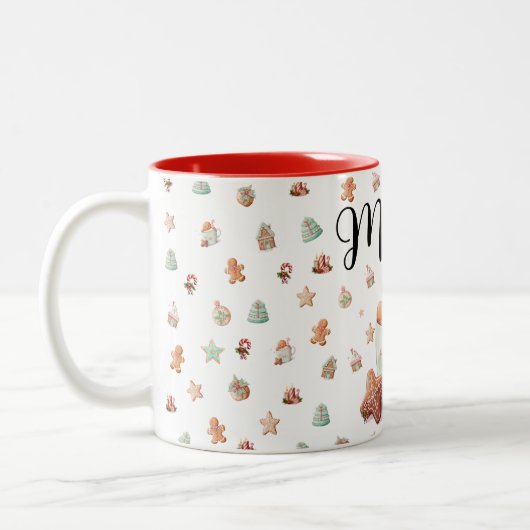 Gingerbread Man & Candy Cane Kerstcadeau Tweekleurige Koffiemok (Links)