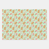 Gingerbread Man Candy Cane Lollipop Vakantie Inpakpapier Vel (Voorkant 3)