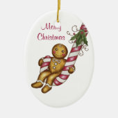 Gingerbread Man Candy Cane Ornament (Voorkant)