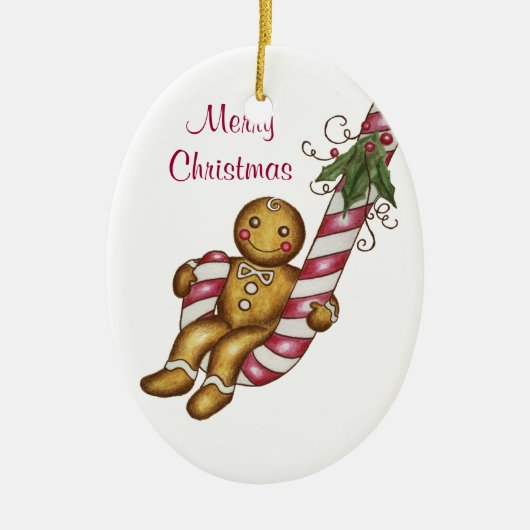 Gingerbread Man Candy Cane Ornament (Voorkant)