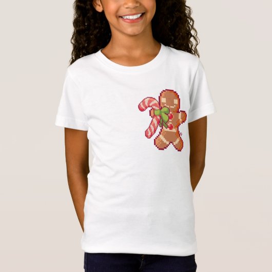 GingerBread man, candy cane, Pixel Art  T-shirt (Voorkant)