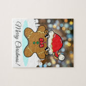 Gingerbread Man Cartoon Kerstgroet Legpuzzel (Horizontaal)