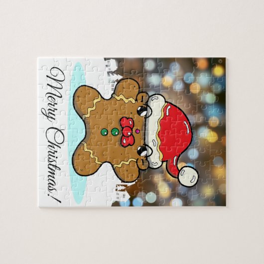 Gingerbread Man Cartoon Kerstgroet Legpuzzel (Horizontaal)