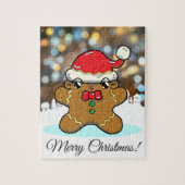 Gingerbread Man Cartoon Kerstgroet Legpuzzel (Verticaal)